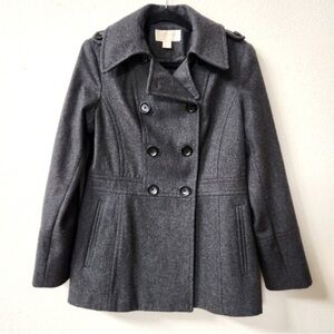 MICHAEL Michael Kors Women's Classic Wool Pea Coat in Charcoal Gray Size Small